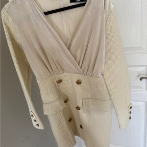 Chic Cream Double-Breasted Dress